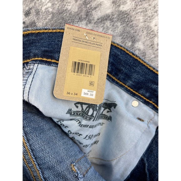 Levis 505 Regular Fit Jeans Mens 36x34 Medium Wash Blue Straight Leg Cotton NWT - Picture 6 of 7